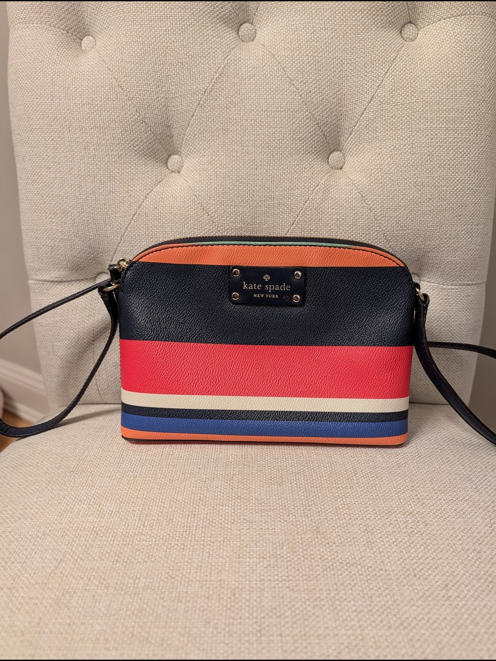 kate spade Grove Street Millie Striped Crossbody And Shoulder Bag - Navy & Coral